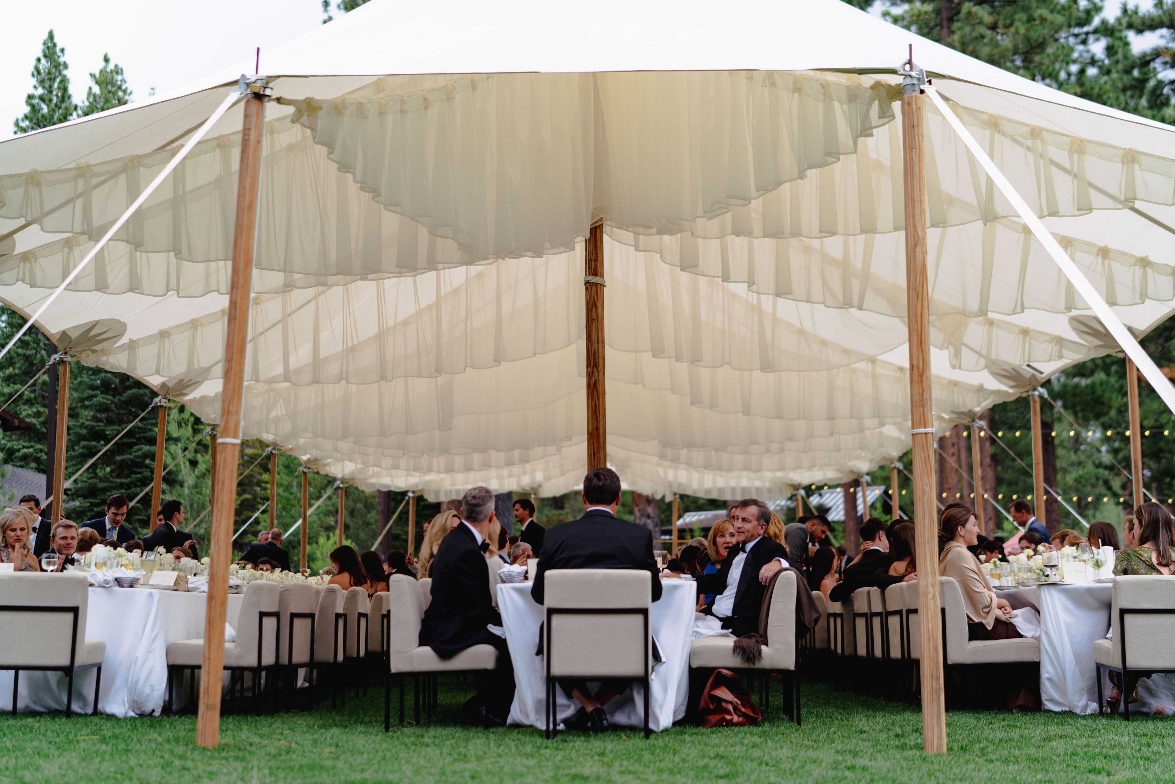 a tent canopy filled with rippling drapery