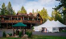 Tahoe Donner wedding venue with a tent outside