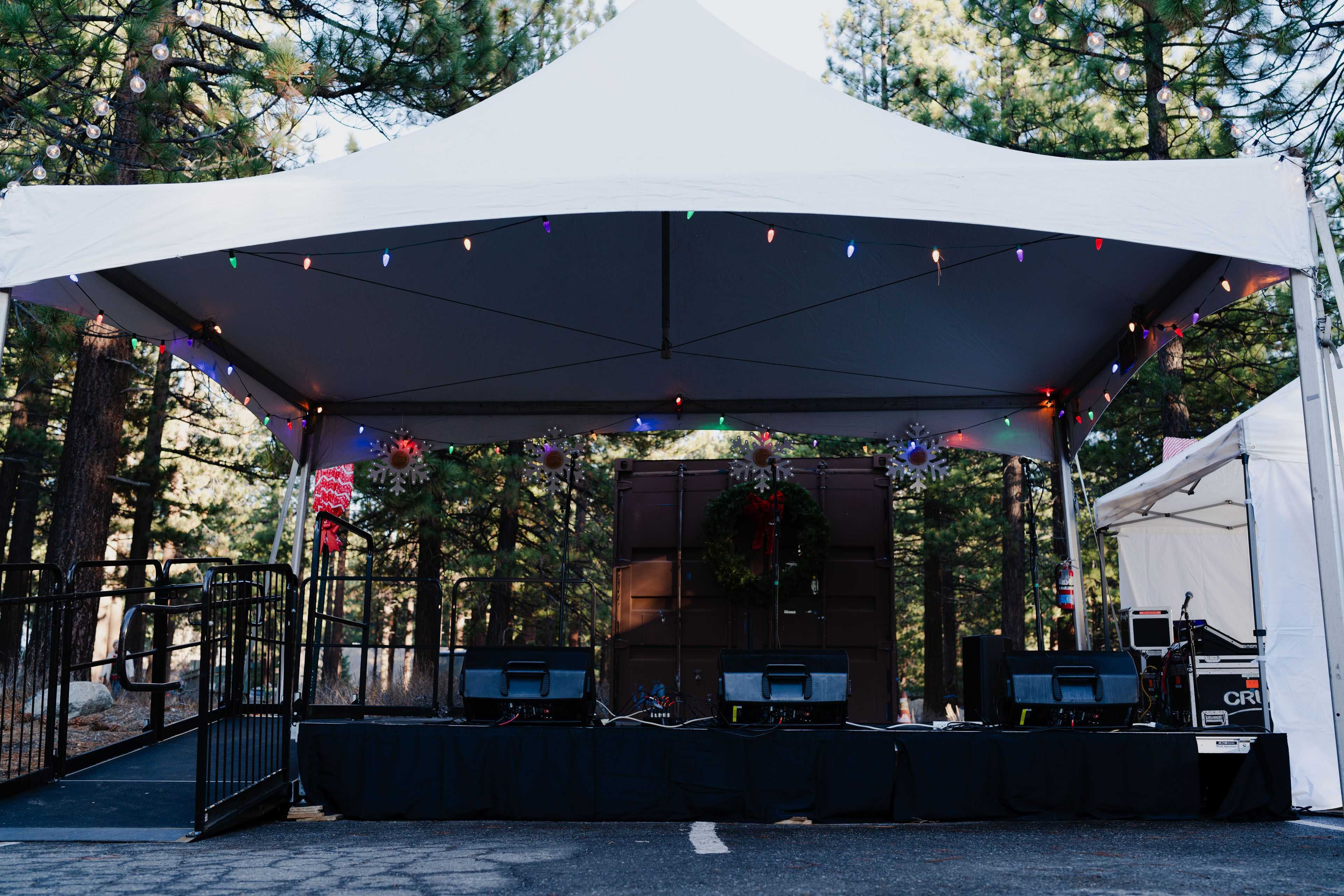 Christmas colored tent lighting