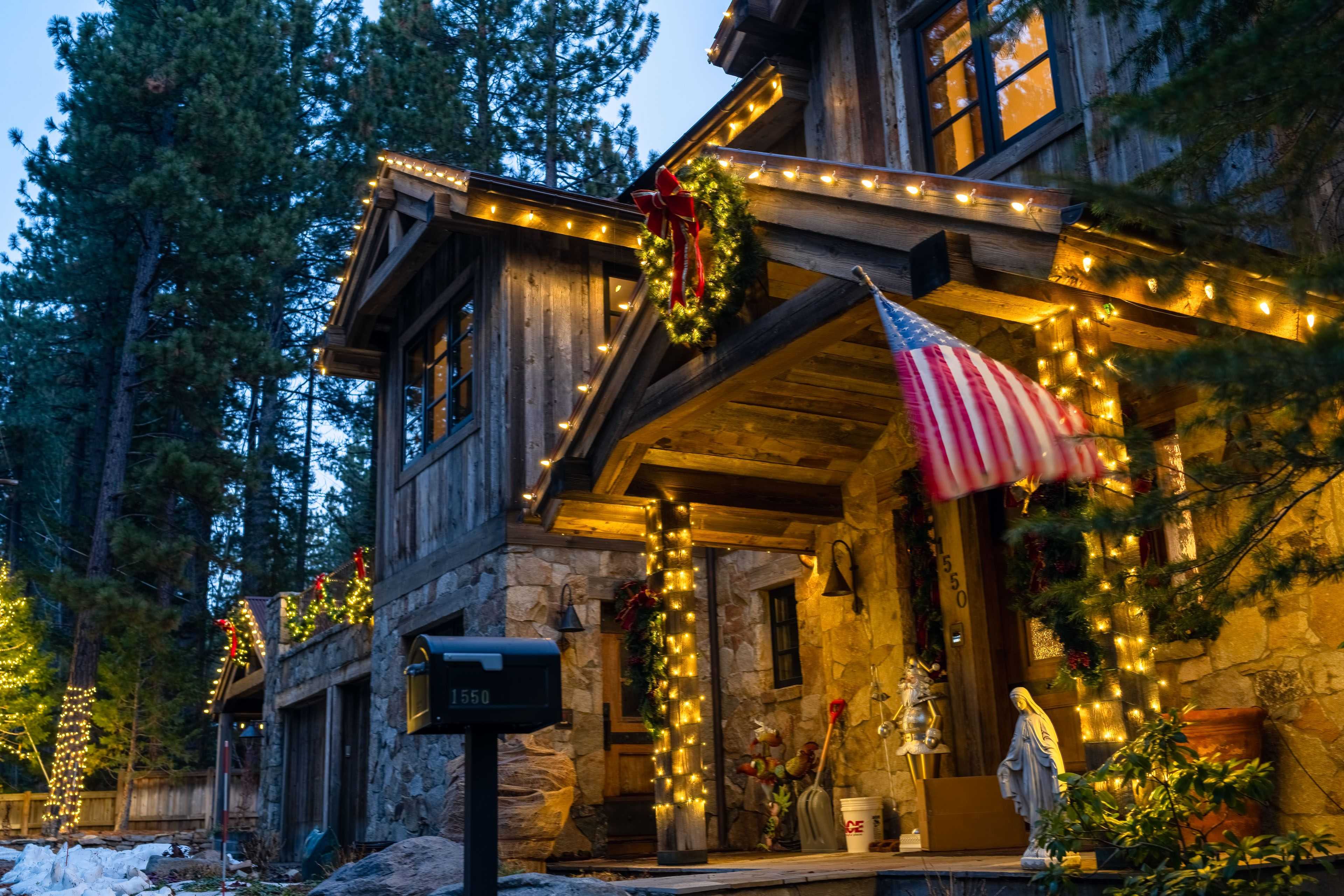 a home with Christmas lighting