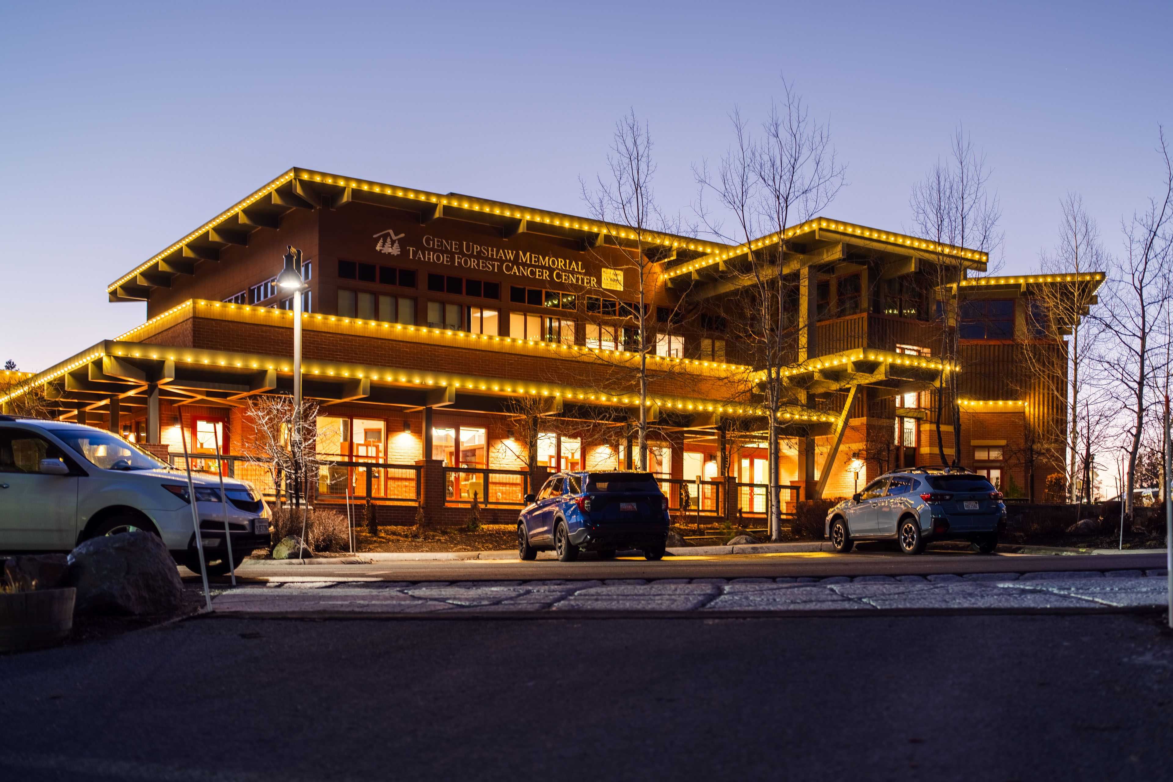 Tahoe forest hospital with holiday lighting