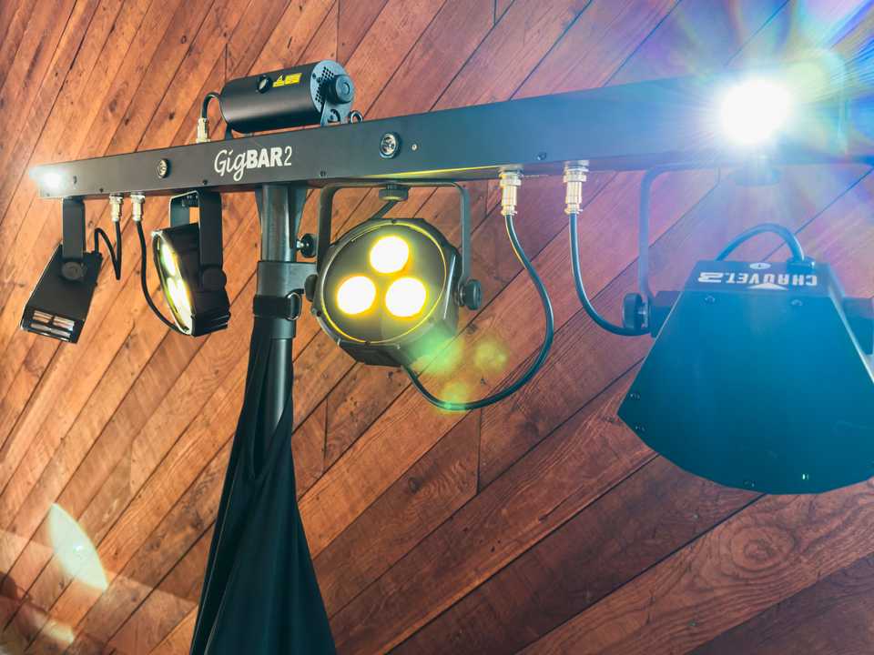 chalet dj lightbar showcased against a wooden wall