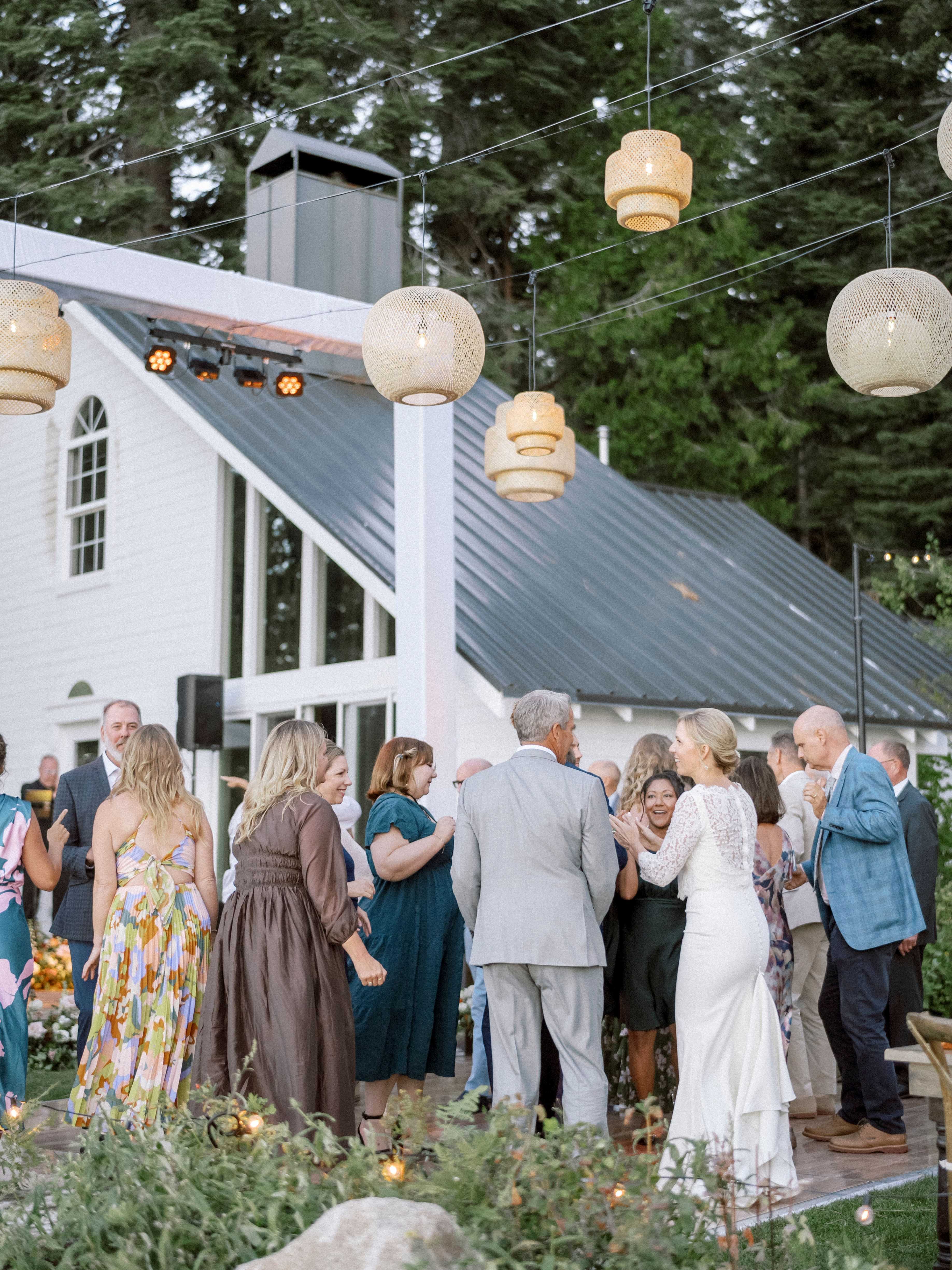 rattan lanterns over a wedding