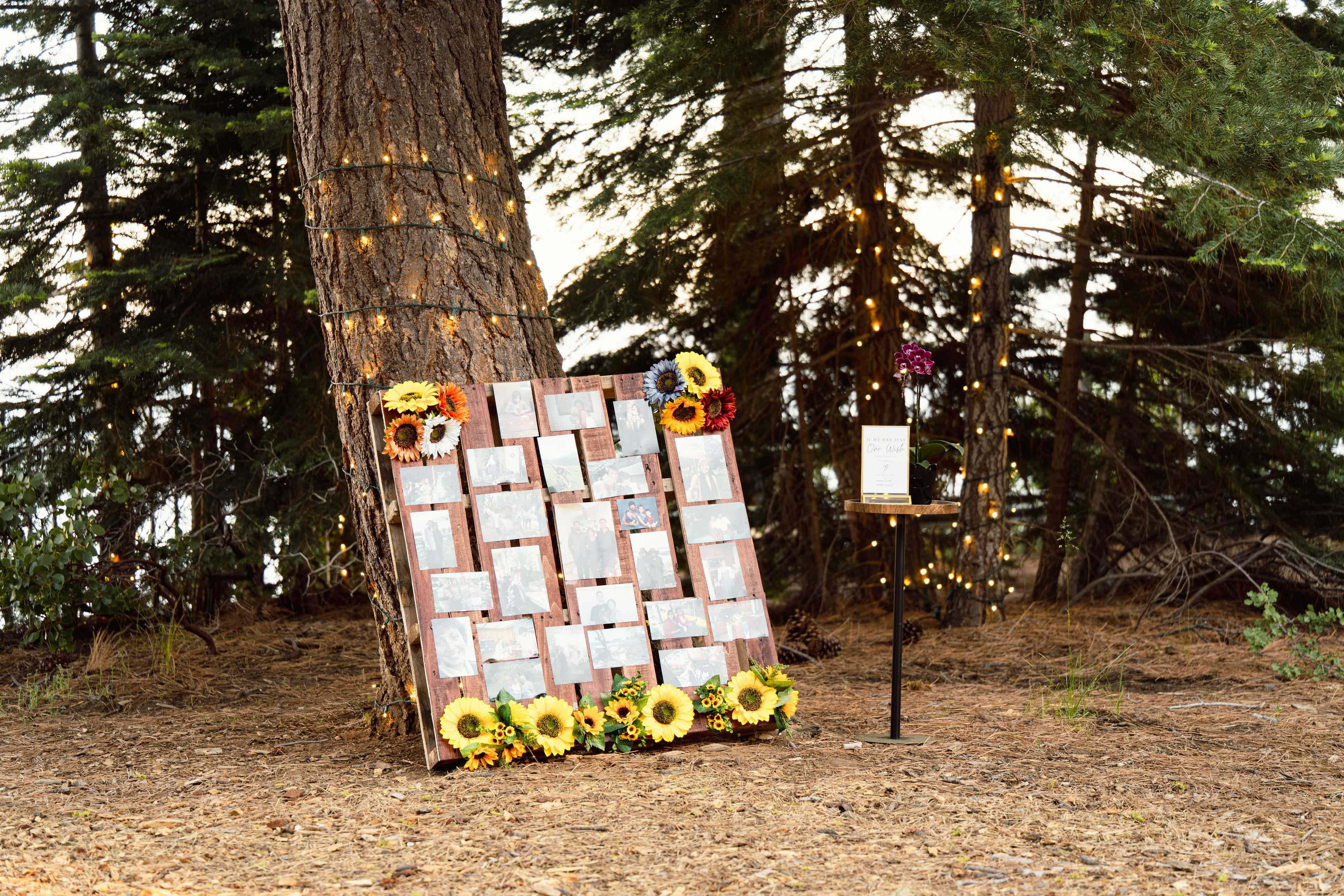 memorial area of a wedding reception in the firrest
