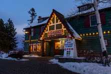 Christmas lights on the North Lake Tahoe arts building