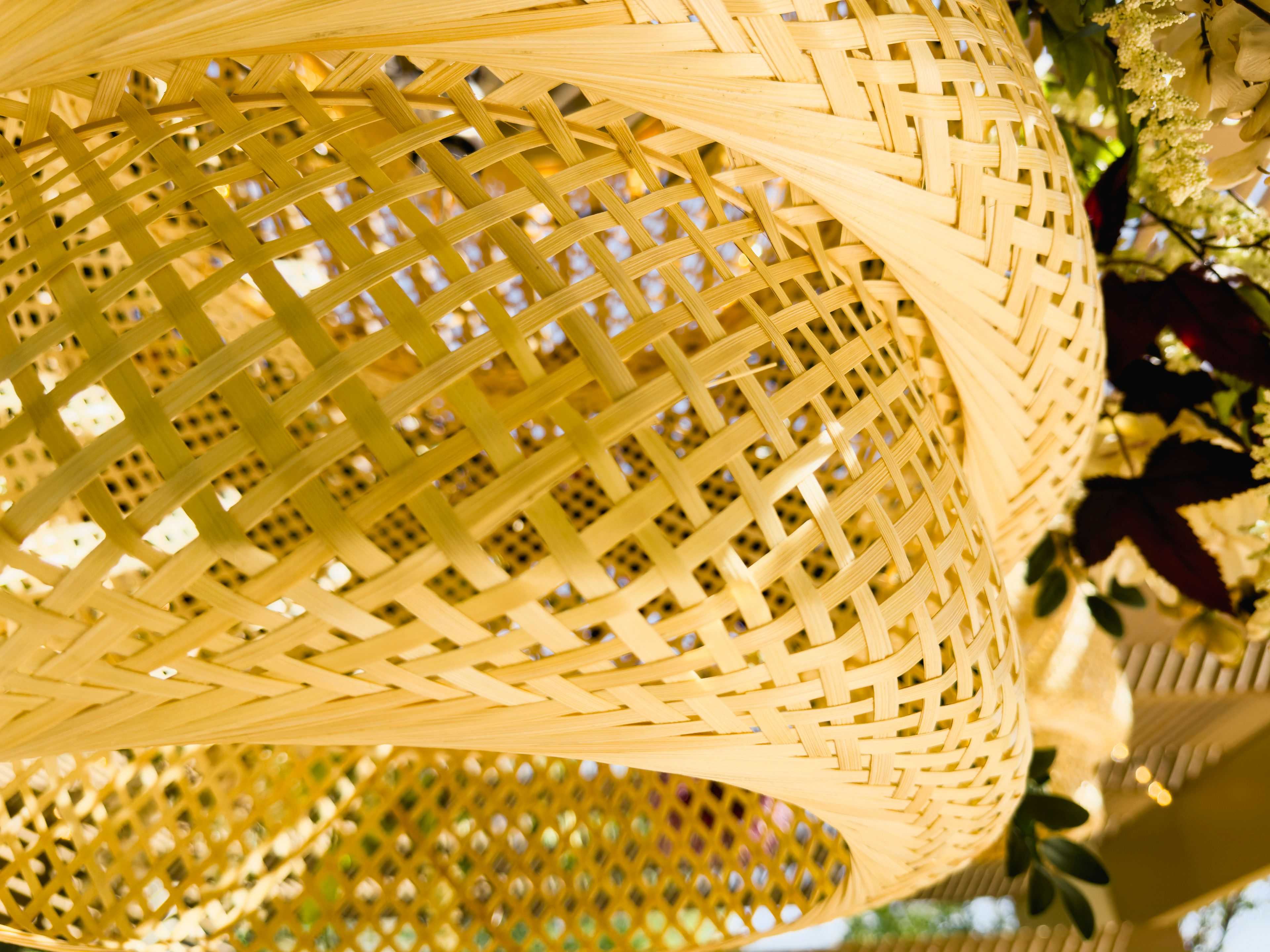 detail image of a rattan lantern