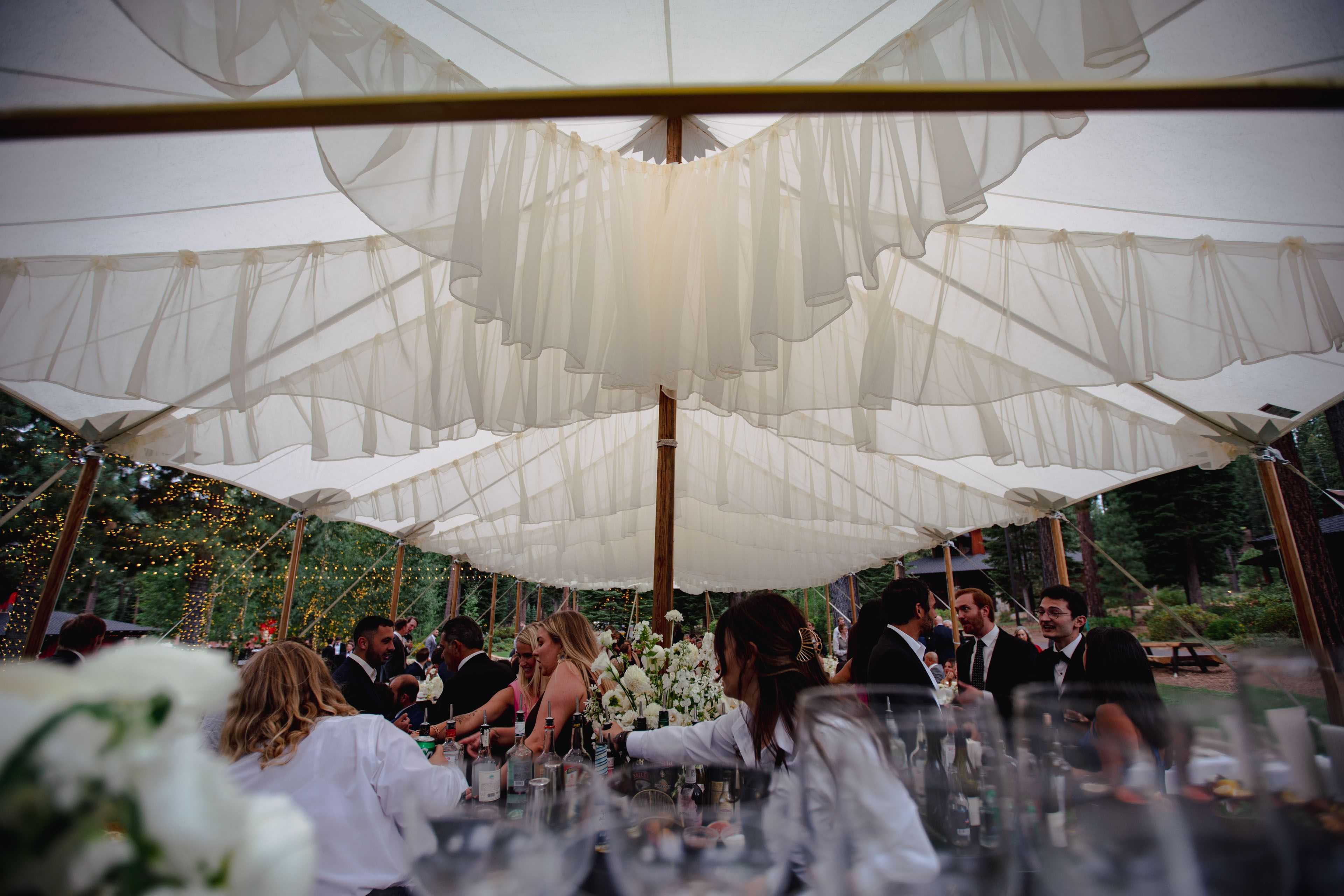 detail image of wedding tent drapery