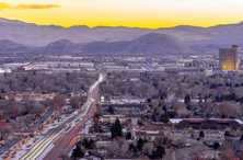 sparks nevada at sunset with a highway