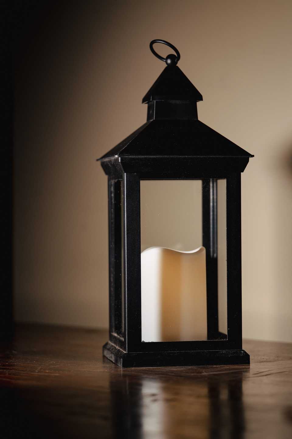 traditional lantern with flameless candle