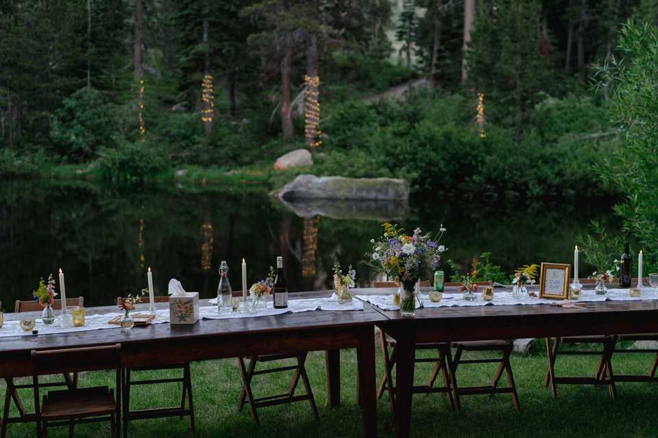 wedding table with lighting behind