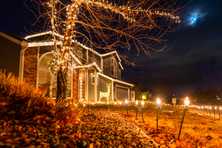 stake lighting around a lawn for residential Christmas display