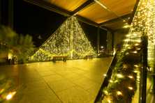 hotel entrance area with Christmas lighting display